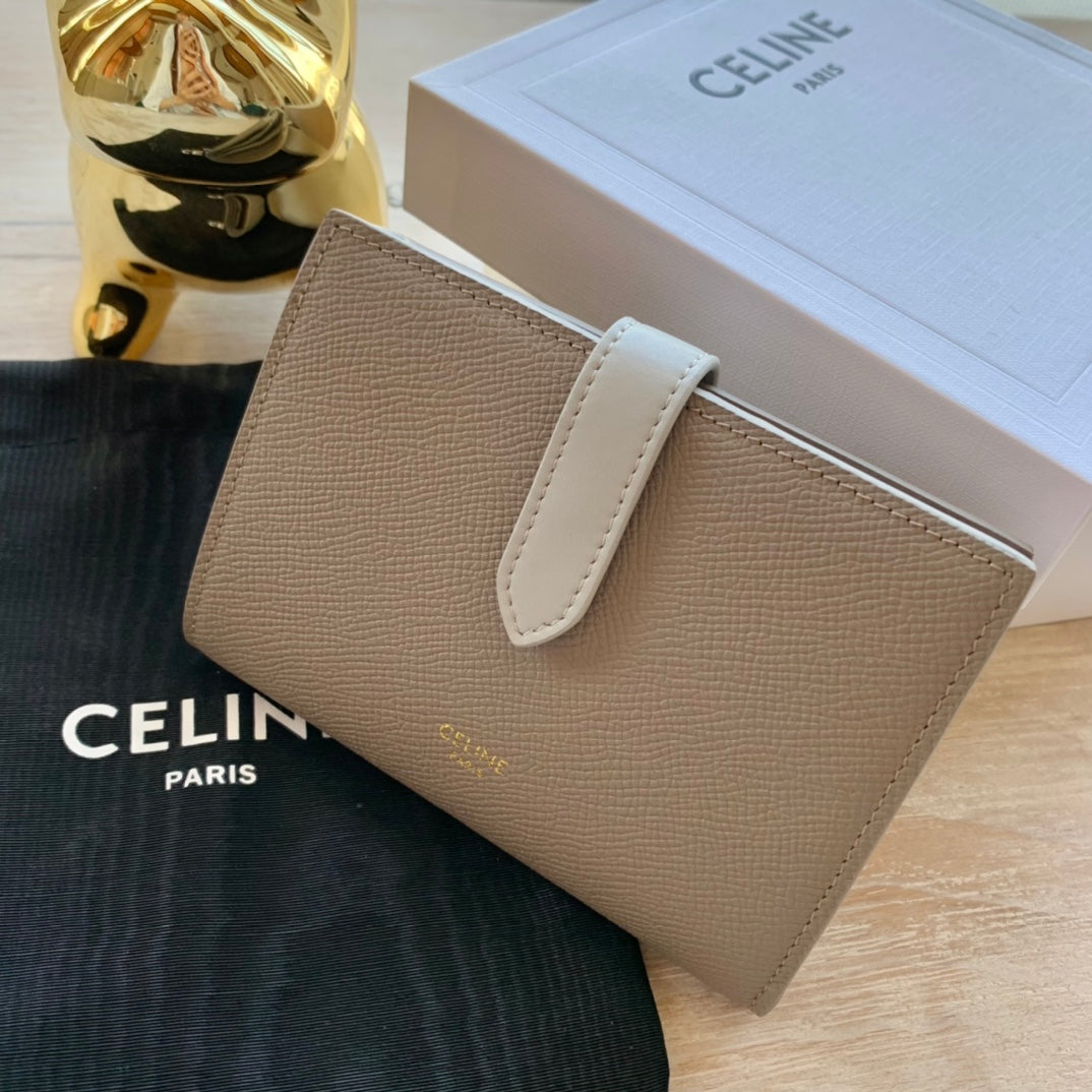 Celine 中夾-STRAP粒面小牛皮錢包
