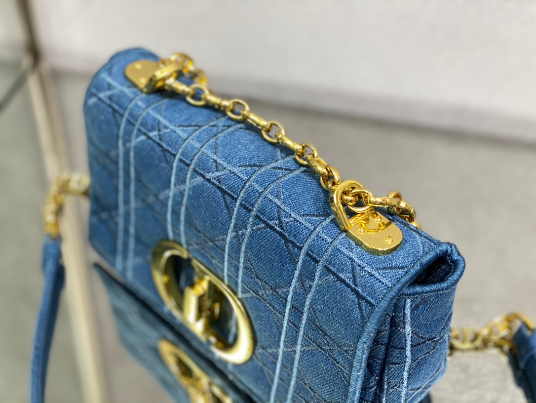 Dior Caro 小號20cm-牛仔藍