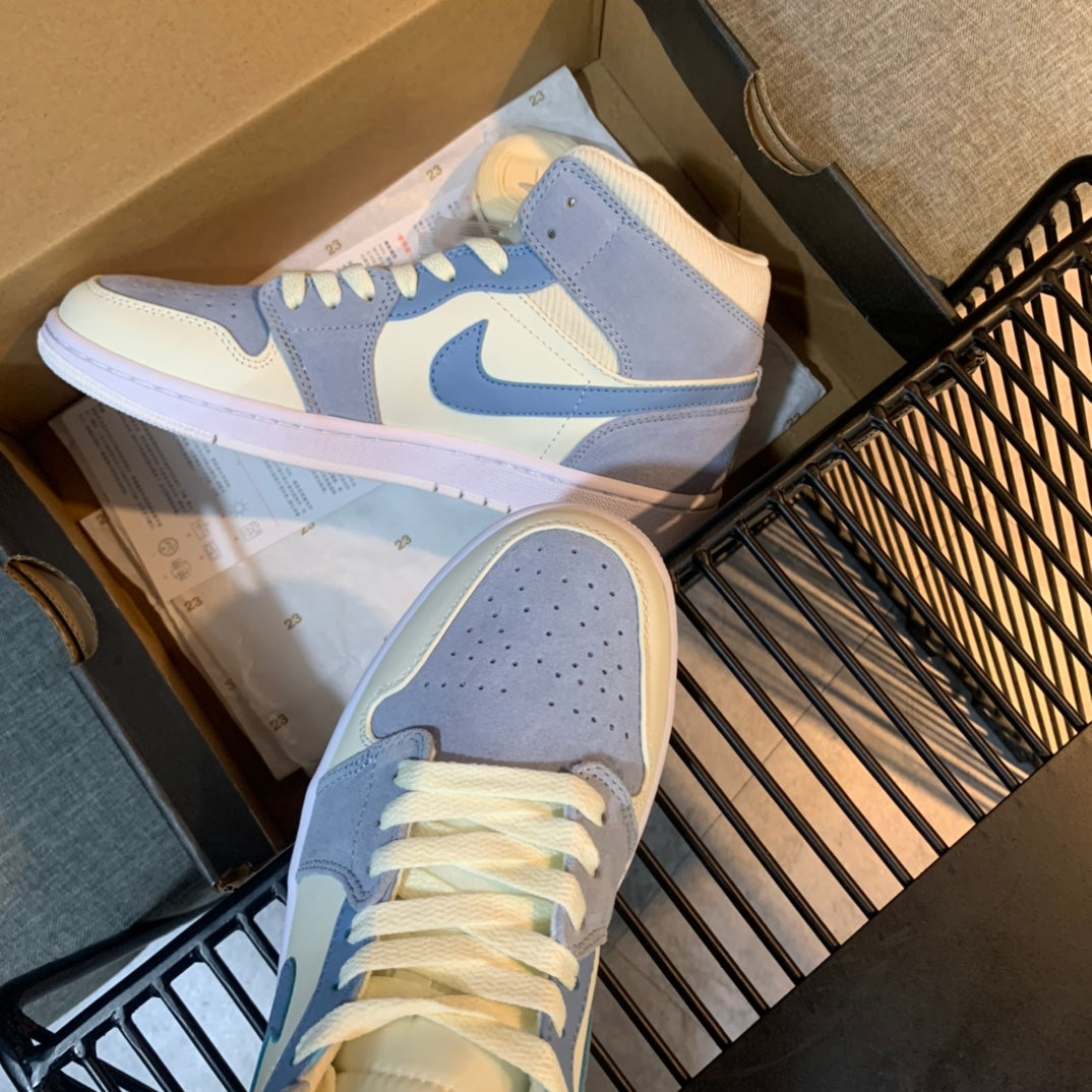 N1K- AJ 1 mid 中筒板鞋 休閒鞋 藍色