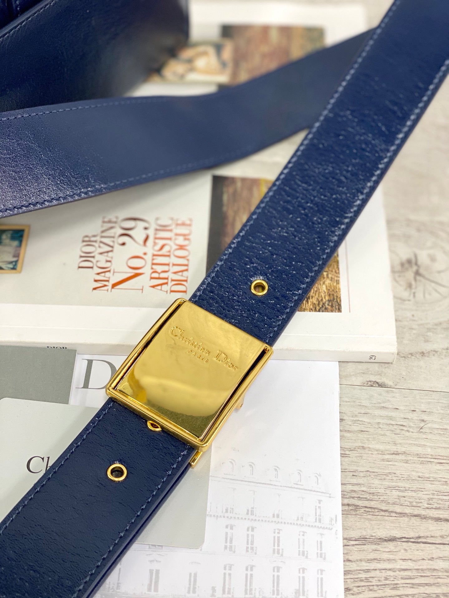 Dior 蒙田 Mini Box-金扣-17.5cm-深藍