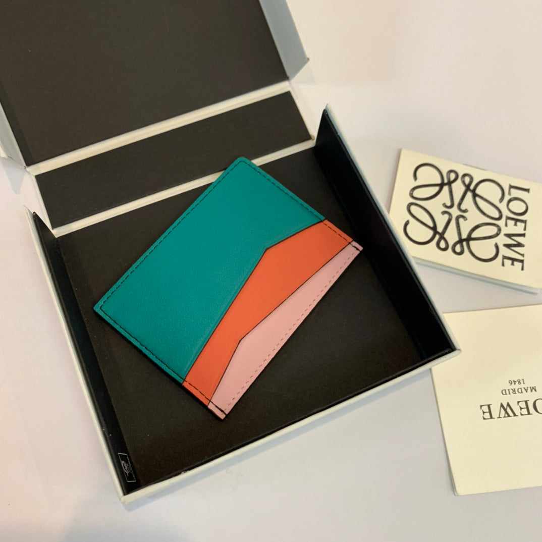 Loewe Plain Card Holder 多色拼接皮革卡包
