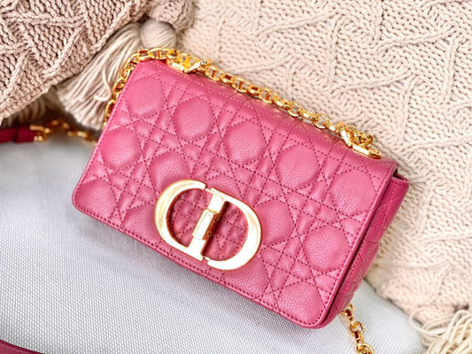 Dior Caro 小號20cm-玫紅小牛皮