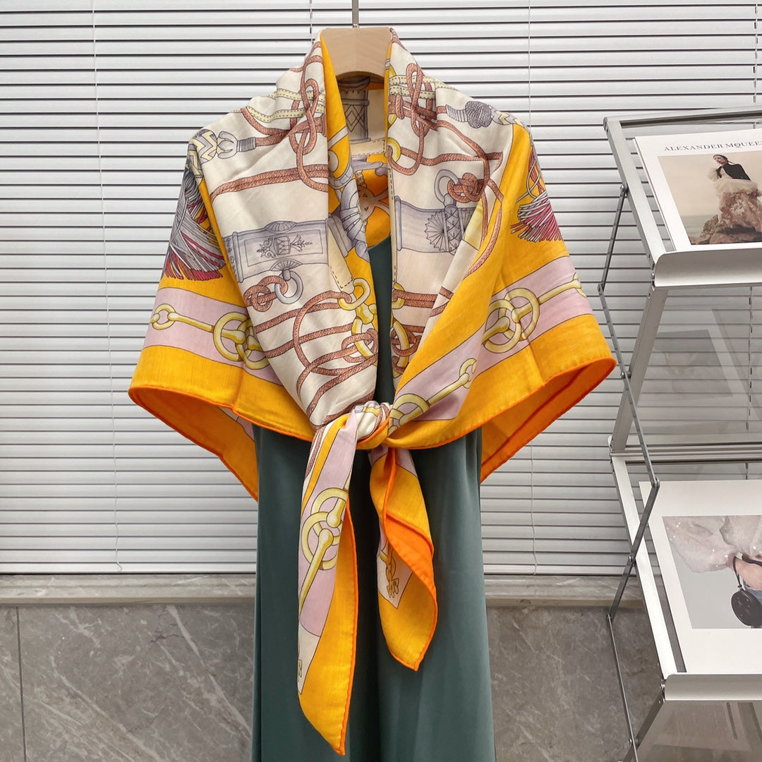 小愛款-雙面大絲巾 136cm-30%真絲70%羊毛