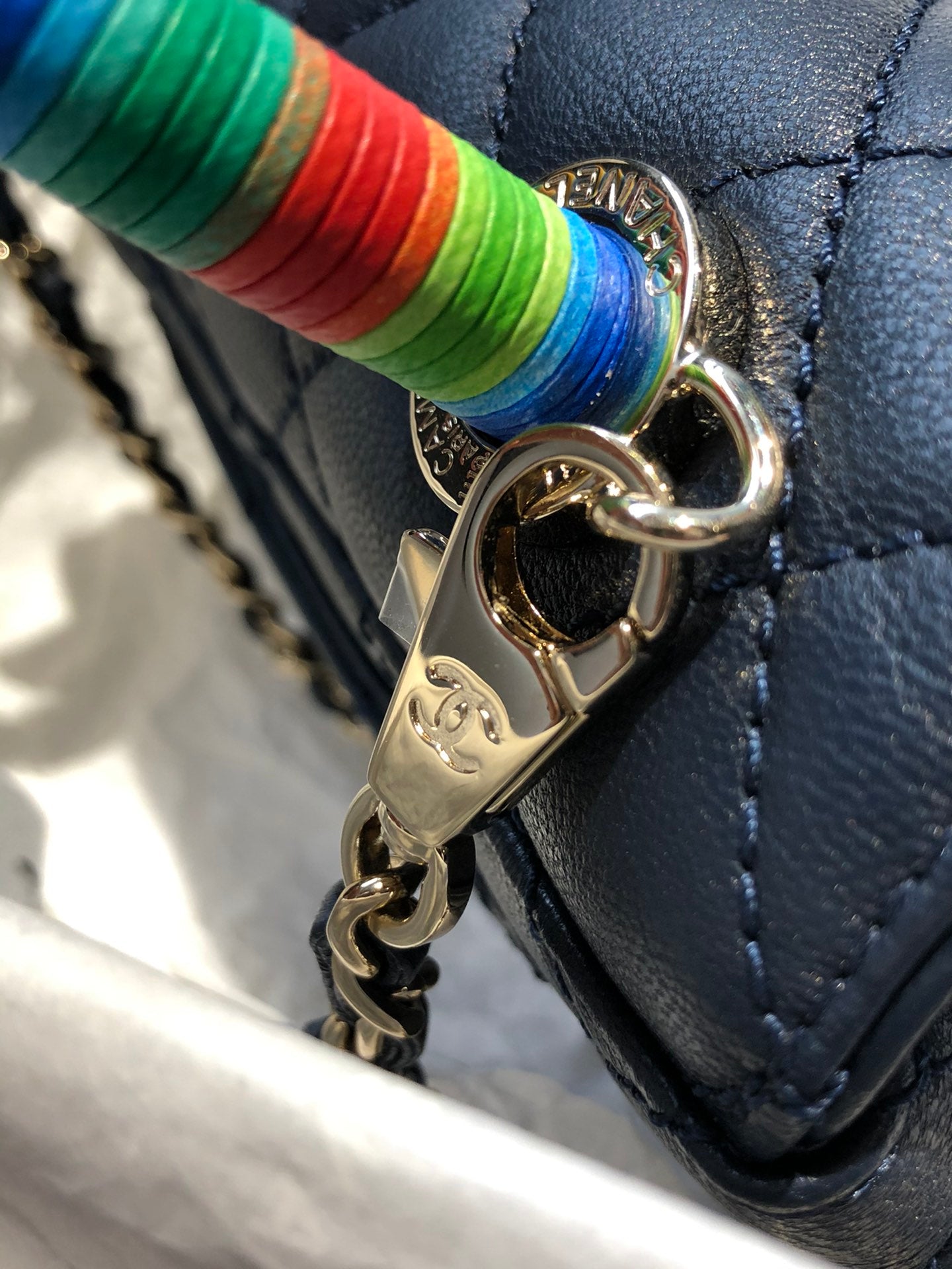 Chanel mini coco handle彩虹包-深藍色