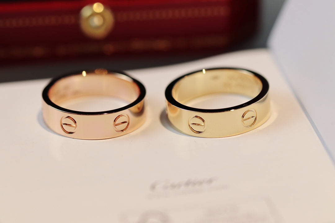 Cartier Love 寬版戒指-玫瑰金/白金/黃金-無鑽版