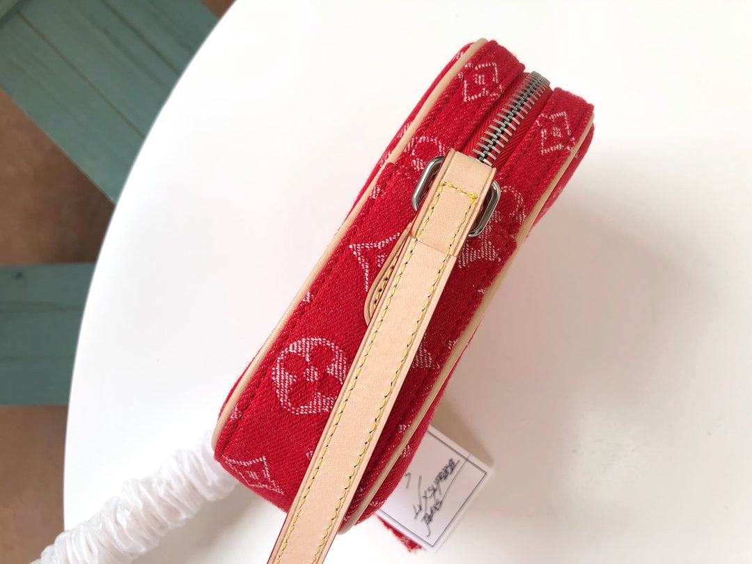 Lou-HUMBLE REPROUCTION聯名款 帆布 牛仔布 郵差包 紅色