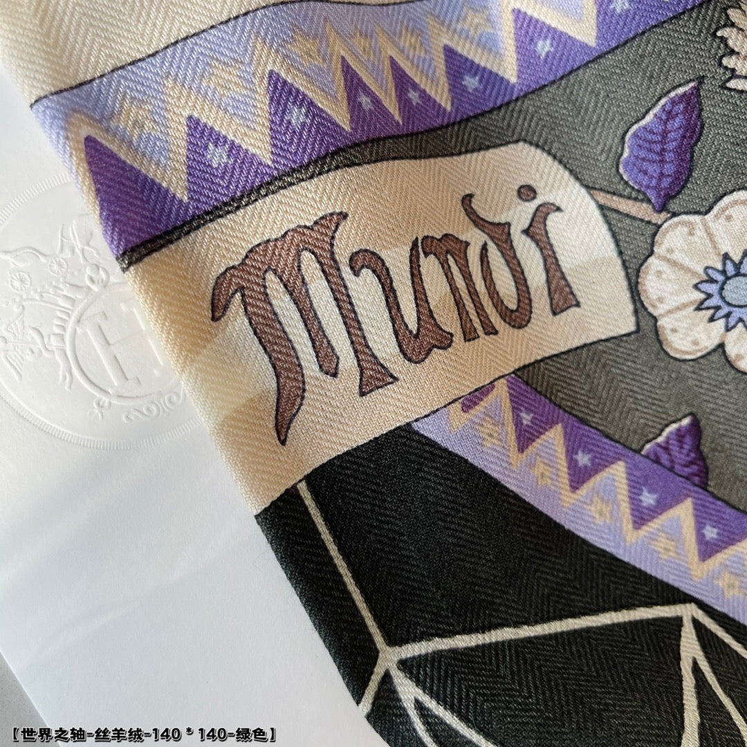 小愛款-世界之軸 140真絲羊絨方巾