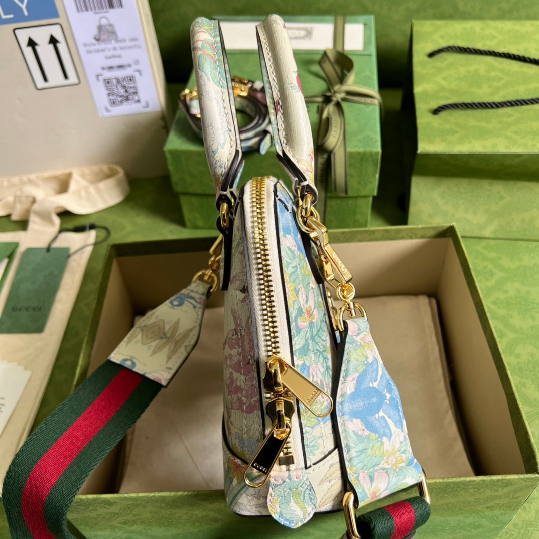 古G家-Ophidia 方形復古 手提包 20x19.5x7.5 米白老虎印