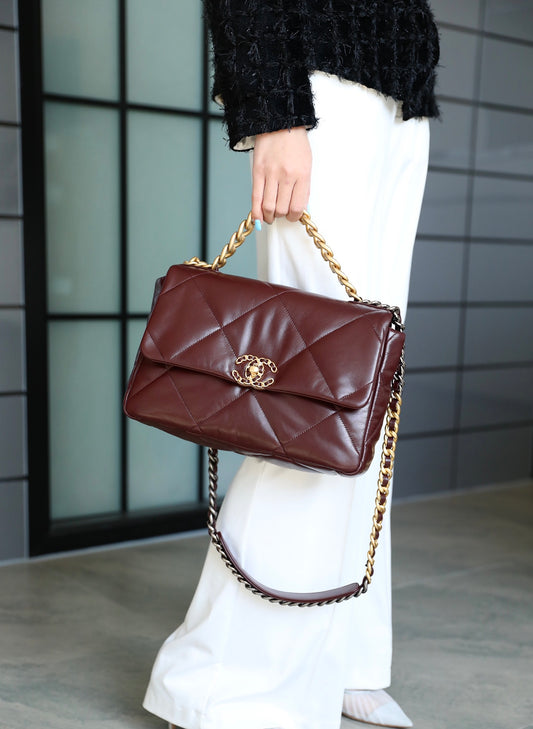 Chanel 19Bag-中號深棗紅