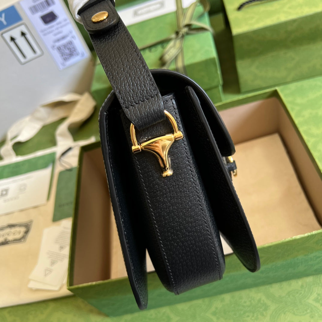 古G家-1955 Horsebit Bag-馬鞍包-黑色丹寧牛仔