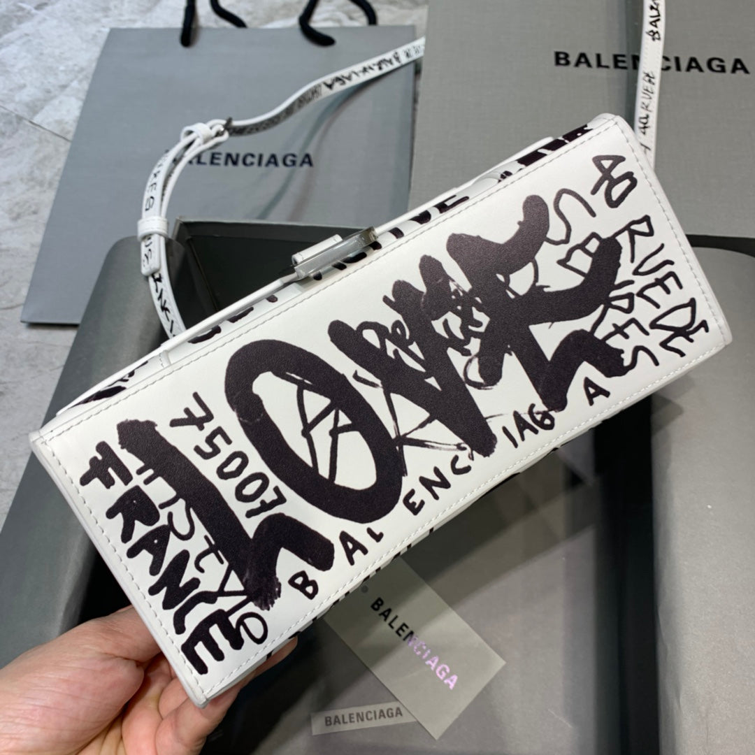 巴黎世-沙漏包S-白色平紋塗鴉