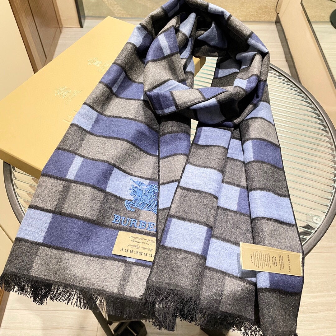 巴B家-經典條紋編織圍巾 32*180cm 100%羊絨