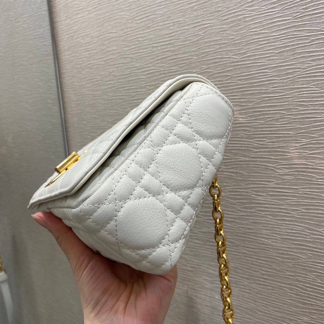 Dior Caro 小號20cm-白色小牛皮