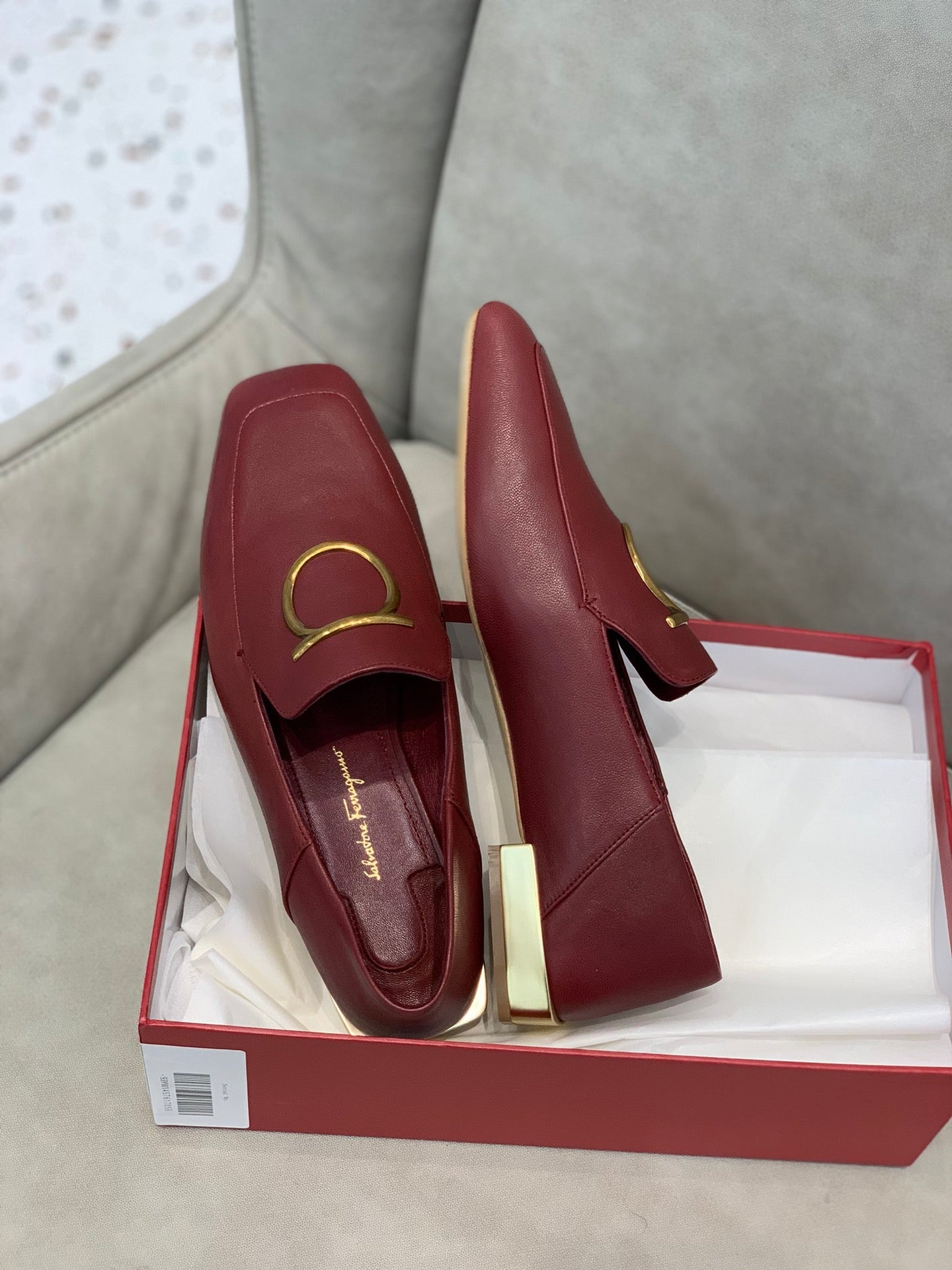 Salvatore Ferragamo鞋-菲拉格慕 馬蹄釦 2cm跟 樂福鞋 紅
