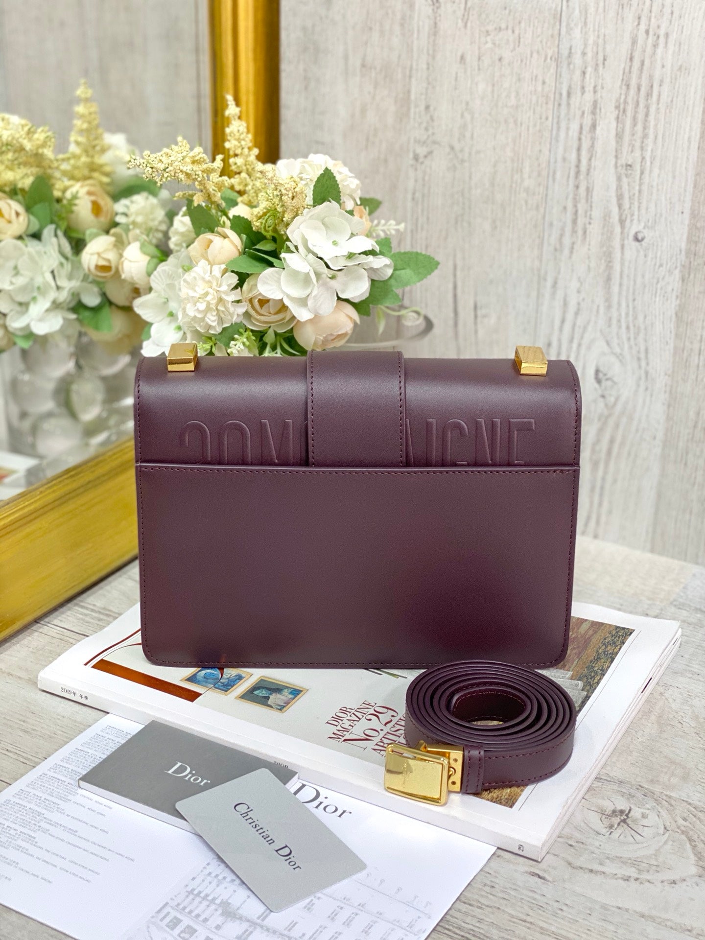 Dior 蒙田 30 Montaigne系列-24cm-牛皮平紋-棗色
