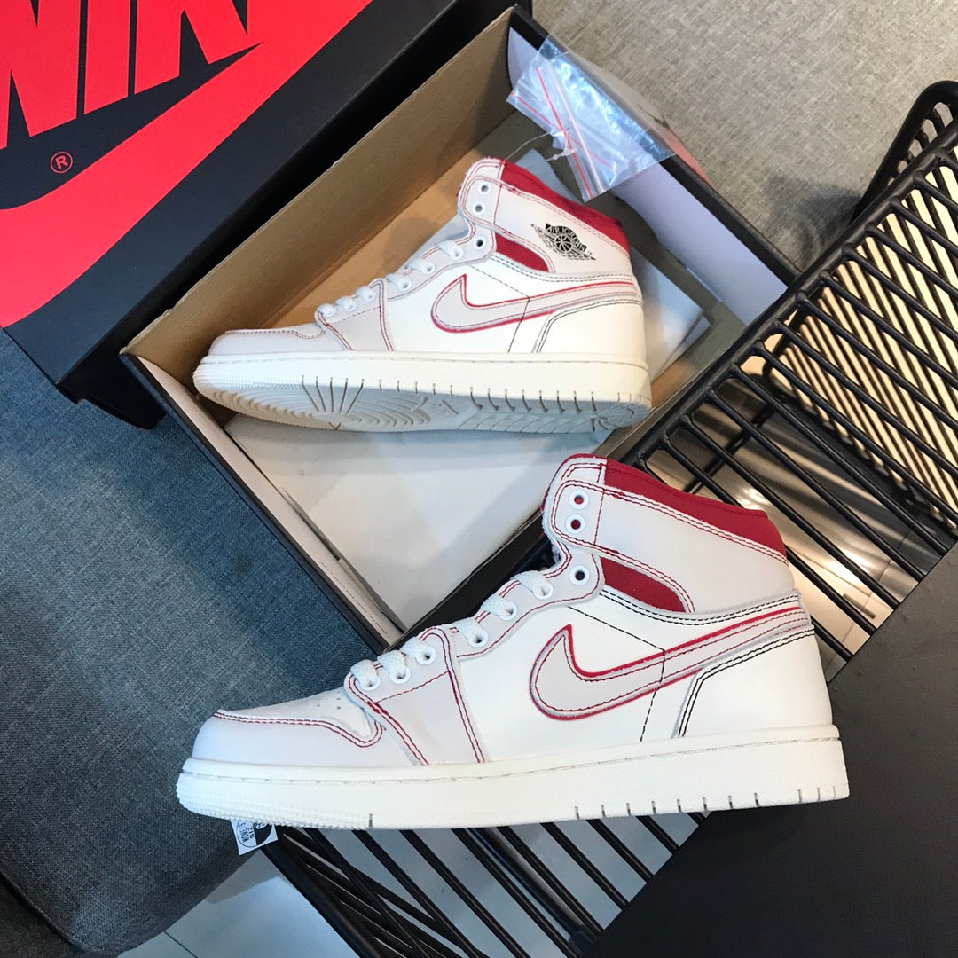 N1K- Air Jordan AJ1高筒板鞋 休閒鞋 白紅色