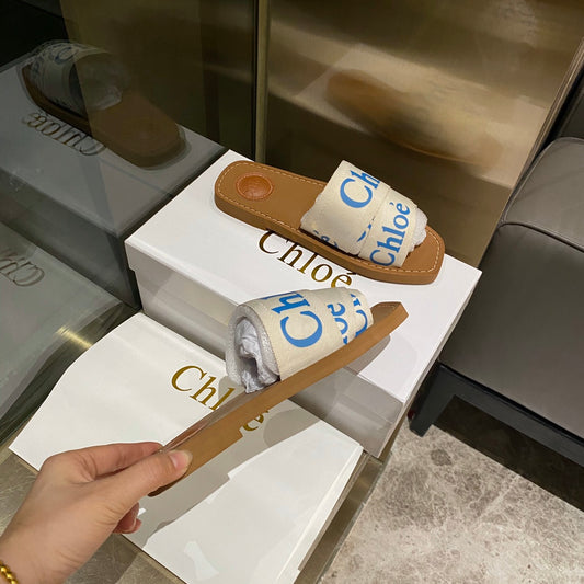 Chloe鞋-Chloe Woody Logo 拖鞋(藍)