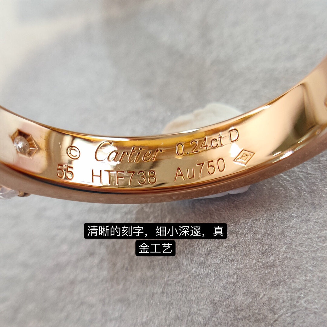 Cartier Love 單鑽(凸鑽)戒指-玫瑰金/白金