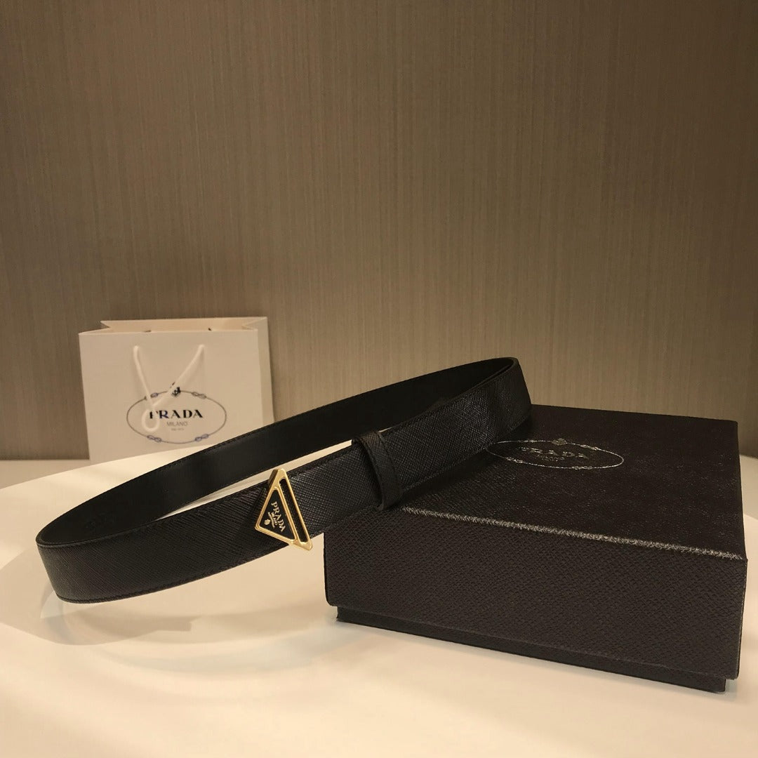 普P家-黑色金扣皮帶-3.0cm