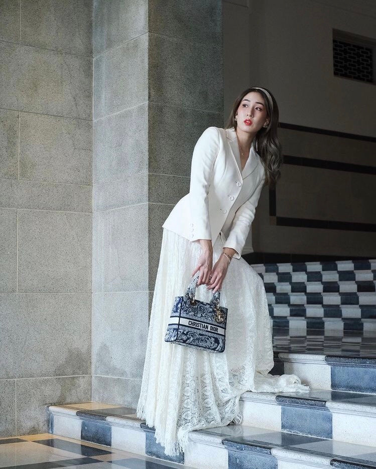 Dior Lady D-Lite黛妃包-刺繡印花深藍