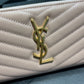 YSL 拉鍊長夾 粉色金扣