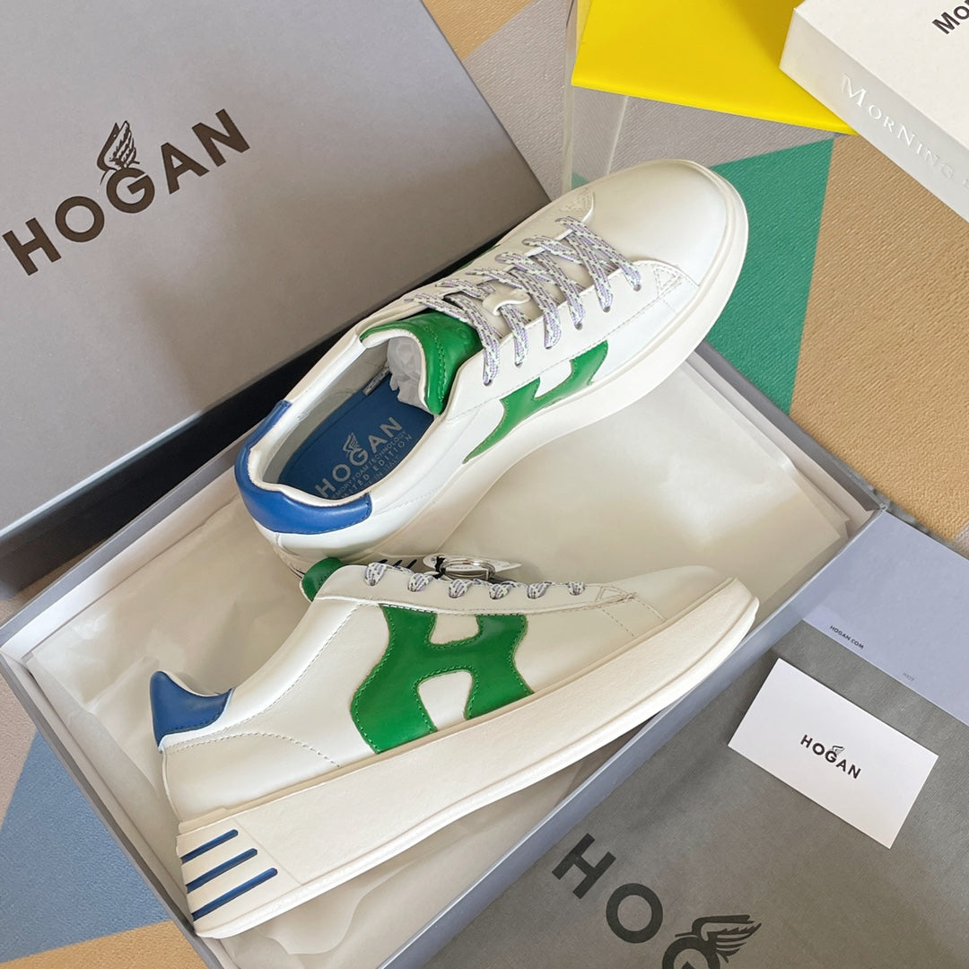 Hogan-2022早春新款 厚底休閒鞋 白色藍尾