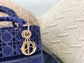 Dior Lady D-Lite黛妃包-天鵝絨刺繡藍色