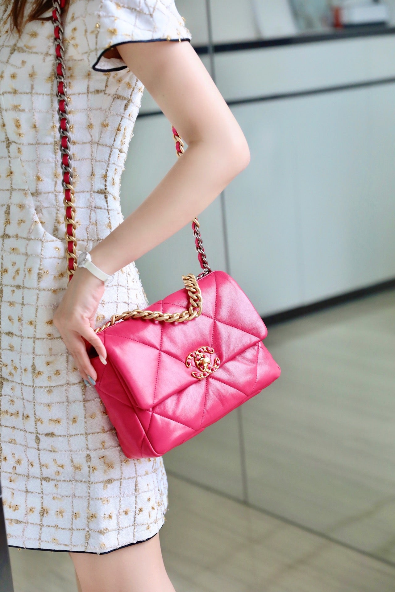 Chanel 19Bag-小號桃紅色