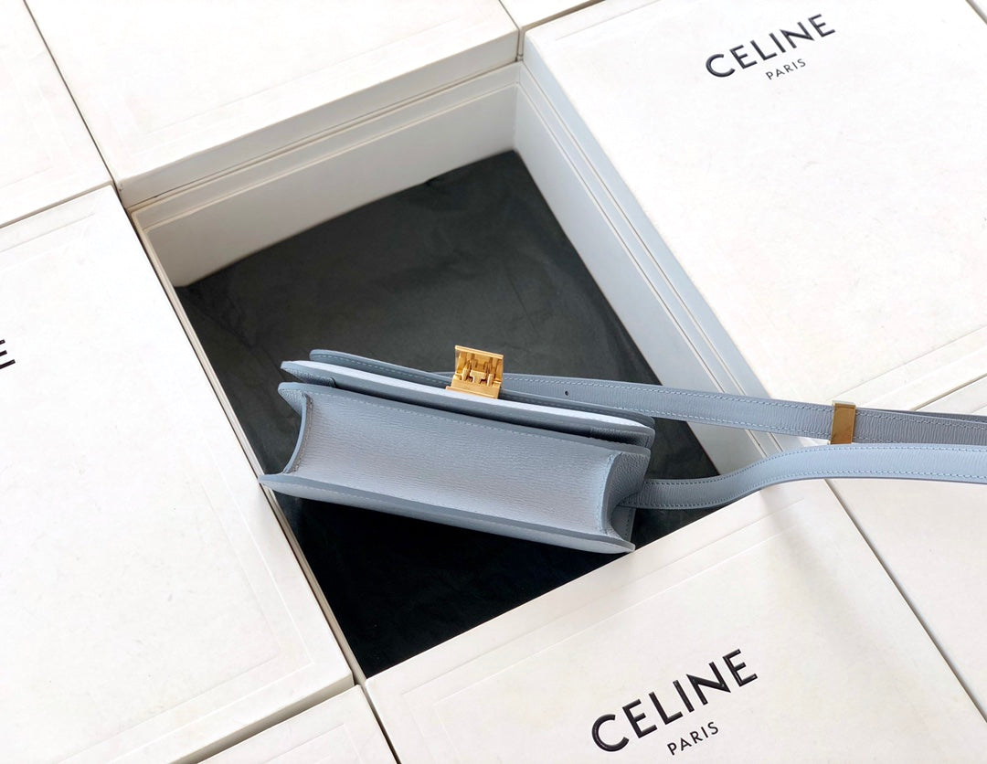賽C家-Box Teen 水波紋小牛皮手袋-北極藍