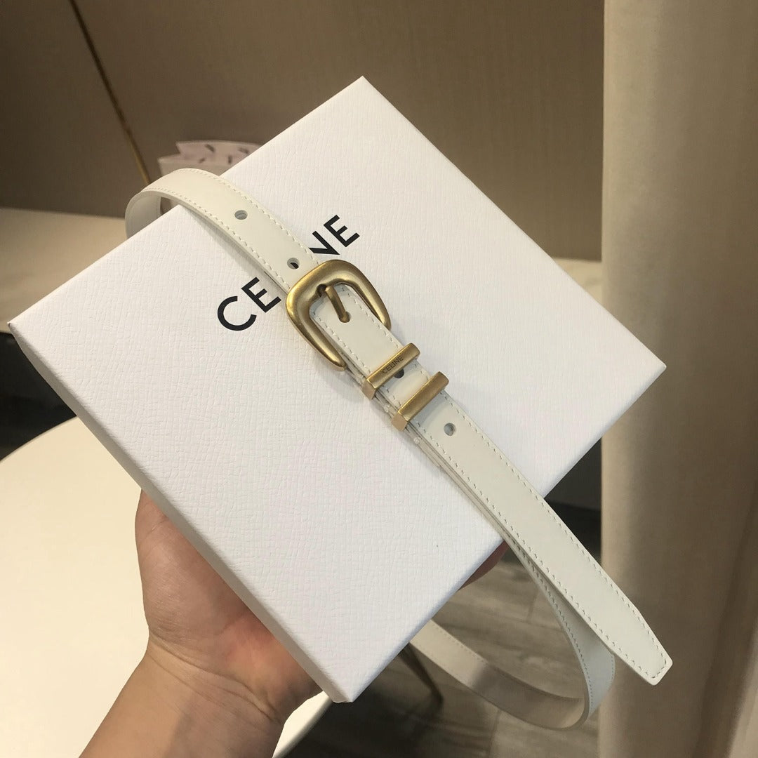 賽C家-白色金扣皮帶-1.8cm