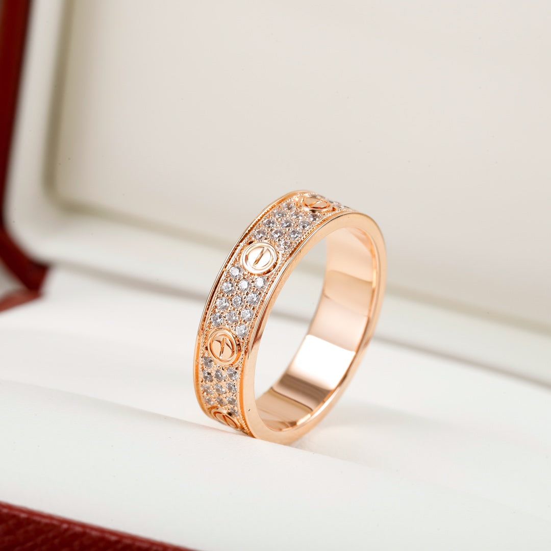 Cartier 粗版滿天星戒指-玫瑰金/白金