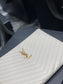 YSL 提花拼接文件手拿包-白色金扣-24cm