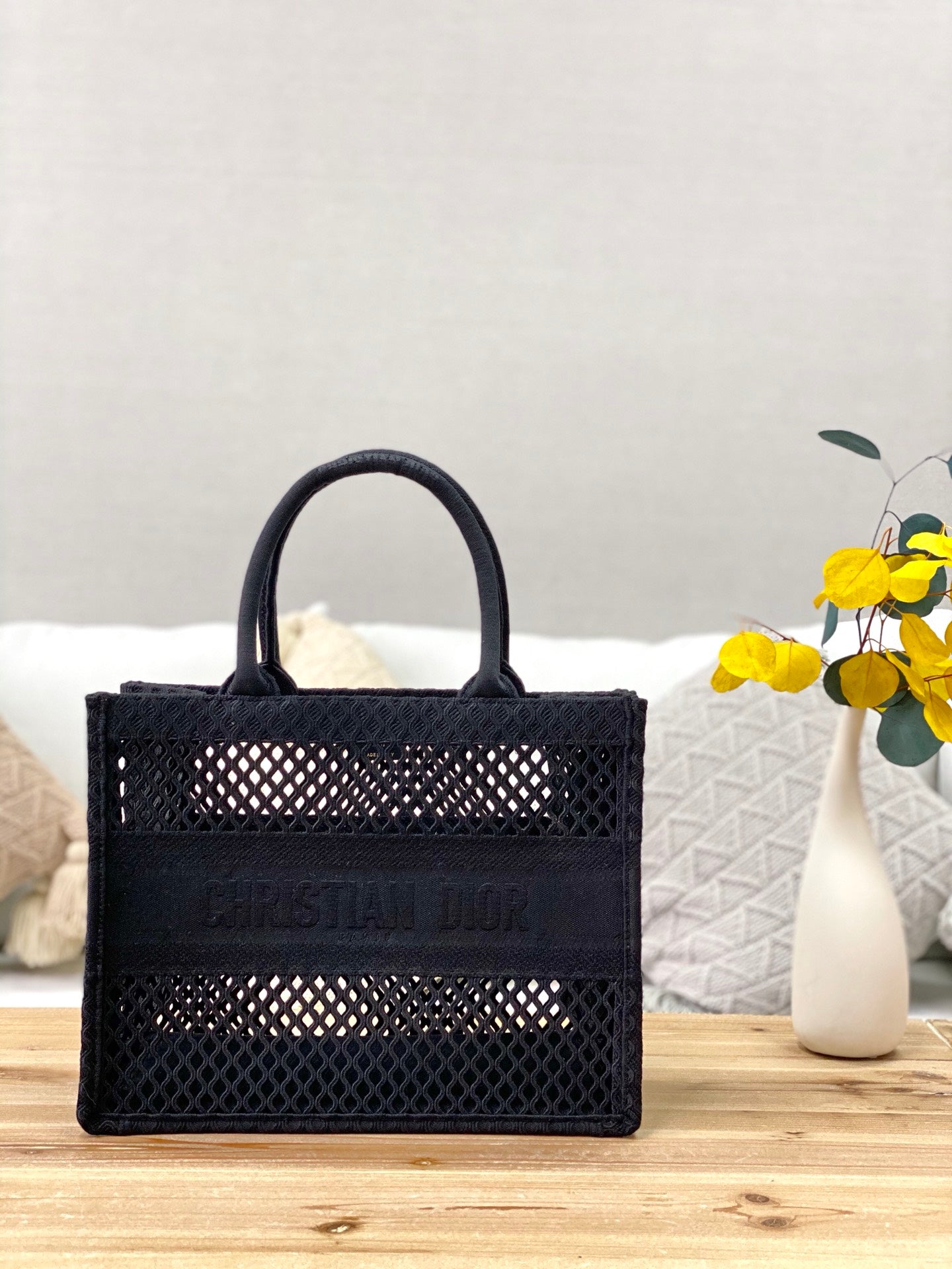 Dior Book Tote-小號36.5cm-黑色網格