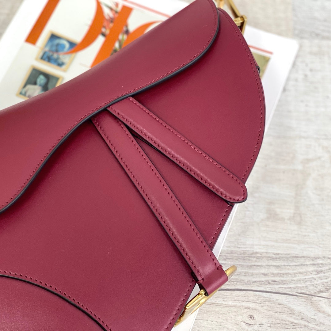 Dior Saddle 馬鞍包-平紋-大號棗紅色-25.5cm