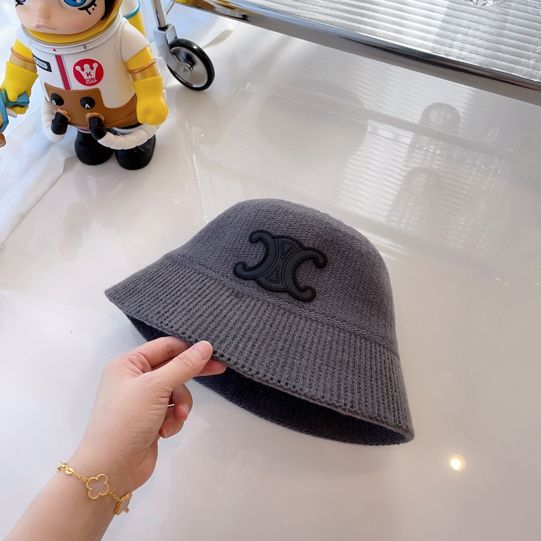 賽C家-中古質感針織漁夫帽 灰色