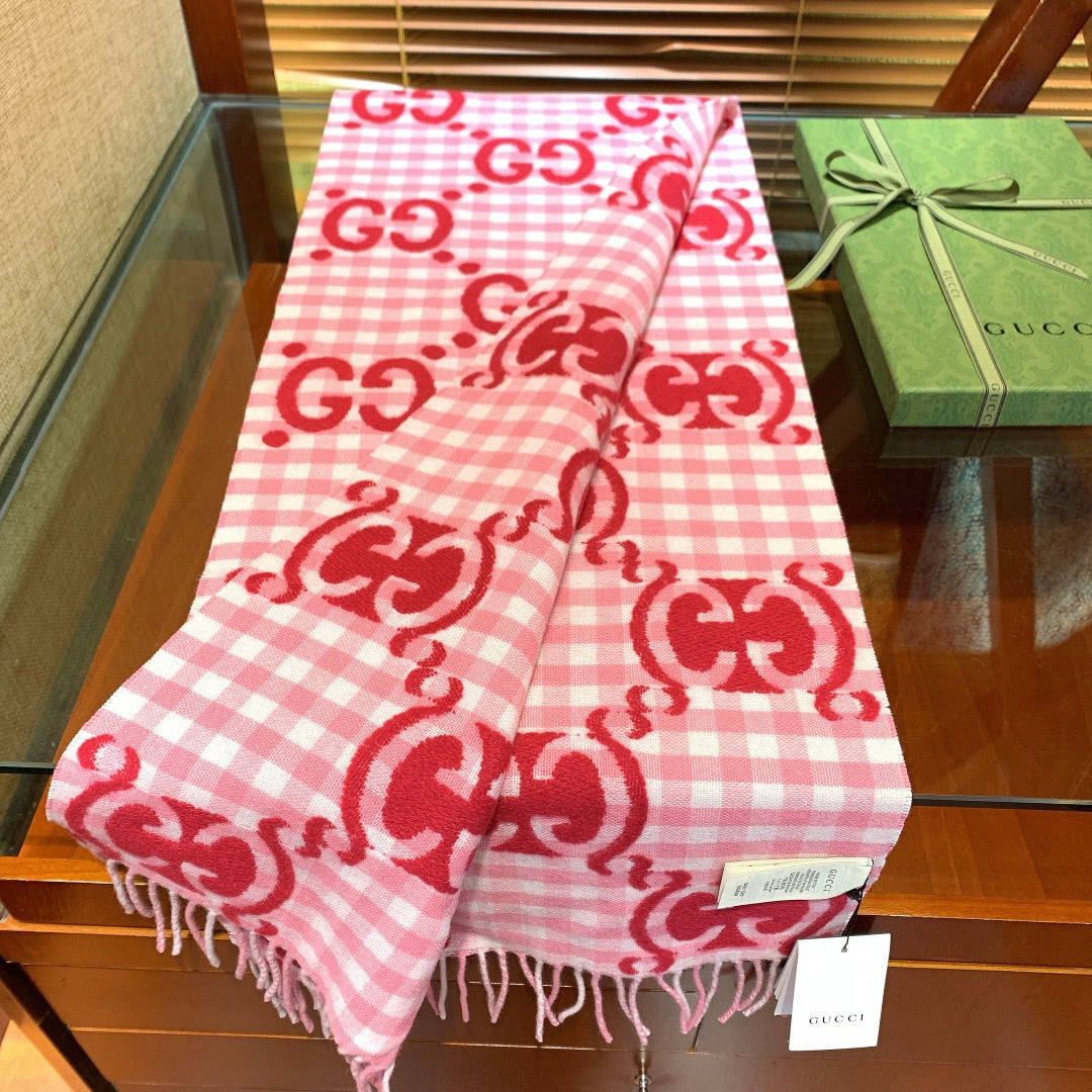 古G家-提花面料雙面圍巾-95%羊毛+5%滌綸-35*240cm