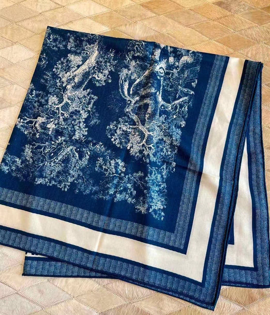 迪D家-茹伊叢手繪絲絨方形圍巾 110*110 cm