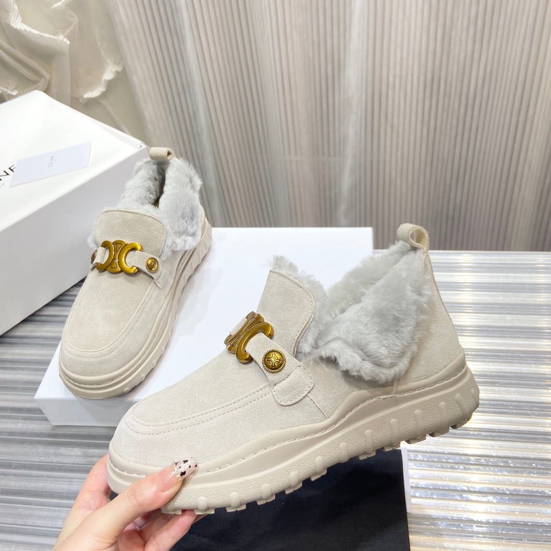 賽C家-2022早春新款 毛毛短靴 杏色