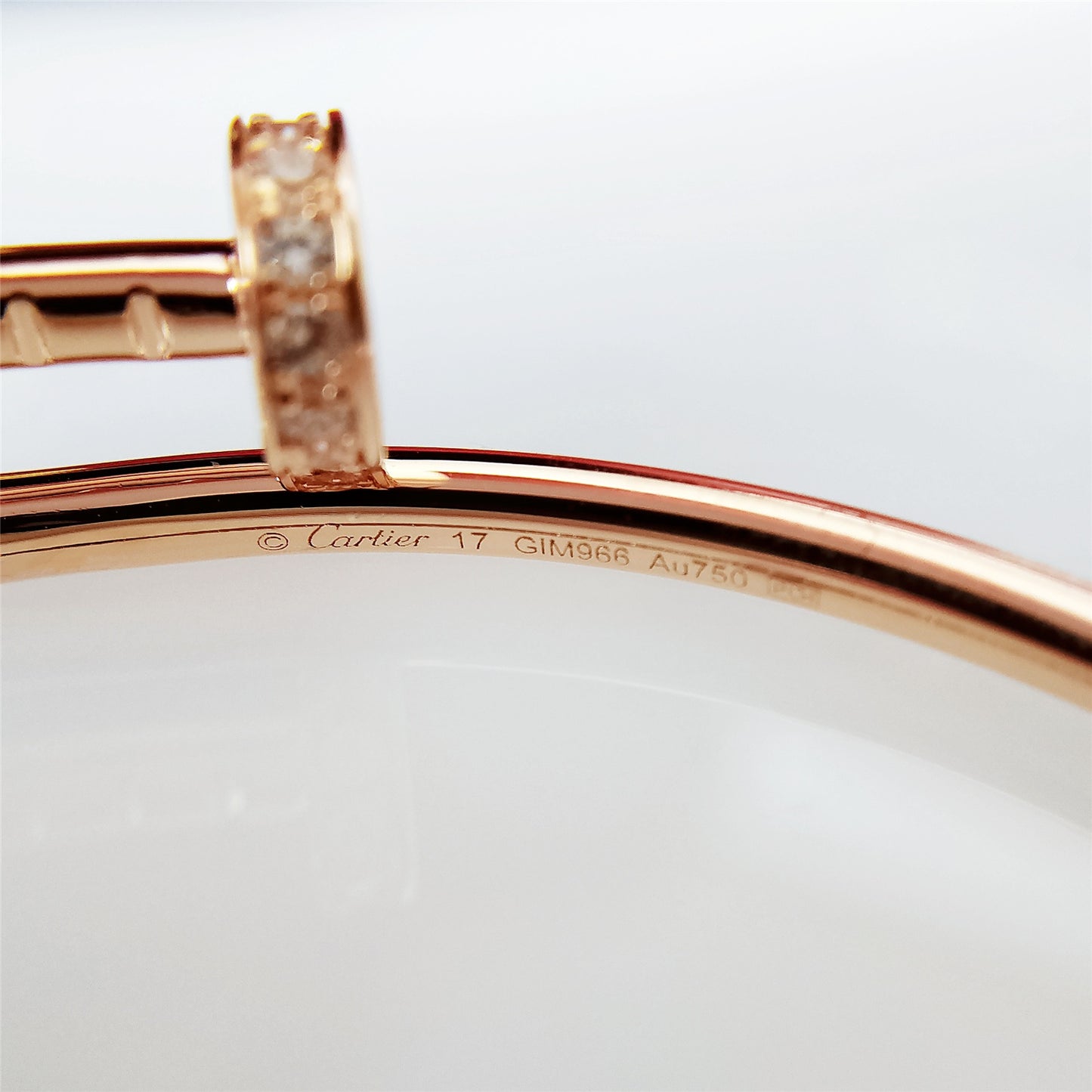 Cartier 細版釘子手鐲 玫瑰金半鑽