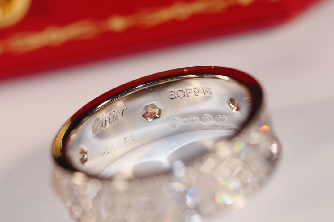 Cartier Love 寬版滿天星戒指-玫瑰金/白金