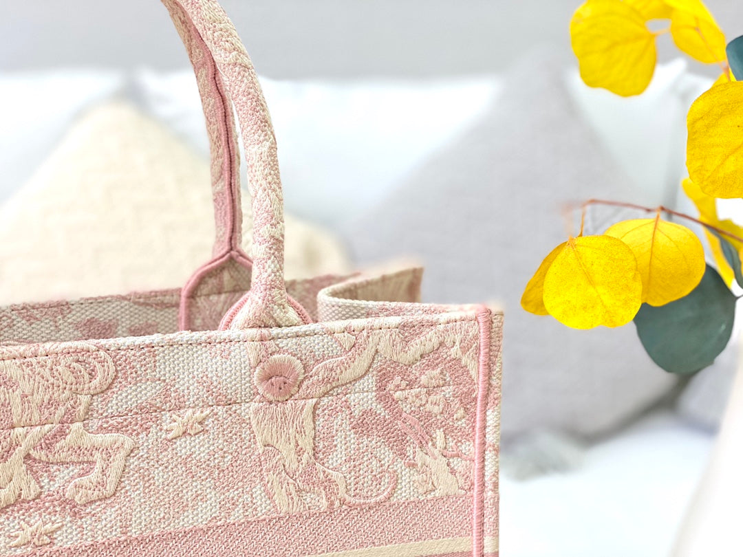 Dior Book Tote-小號36.5cm-粉色老虎