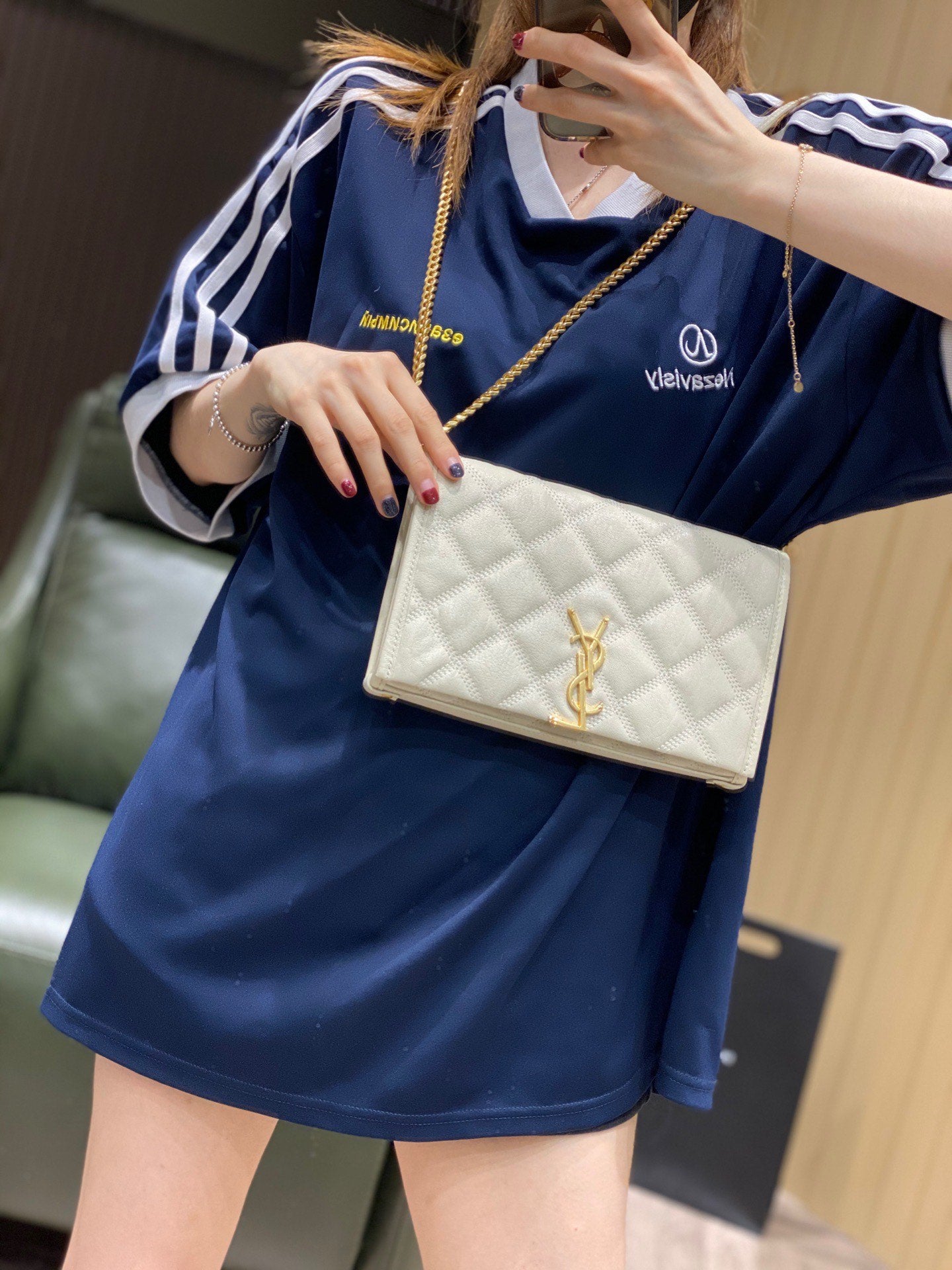 聖Y羅-Becky菱形絎縫小羊皮鏈條包
