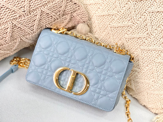 Dior Caro 小號20cm-天藍小牛皮