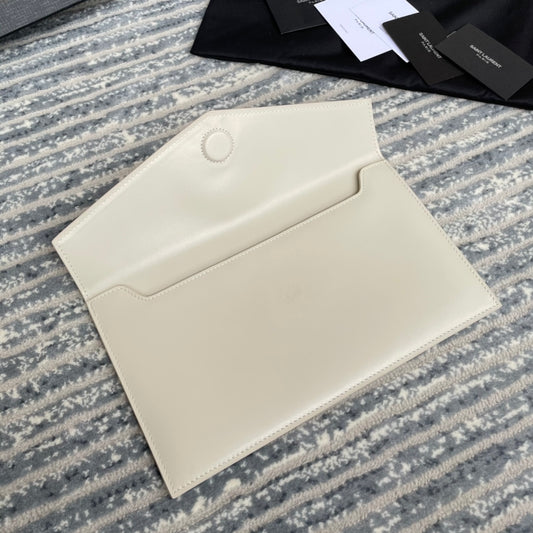 YSL ptown_新品手拿包-白牙籤紋金扣