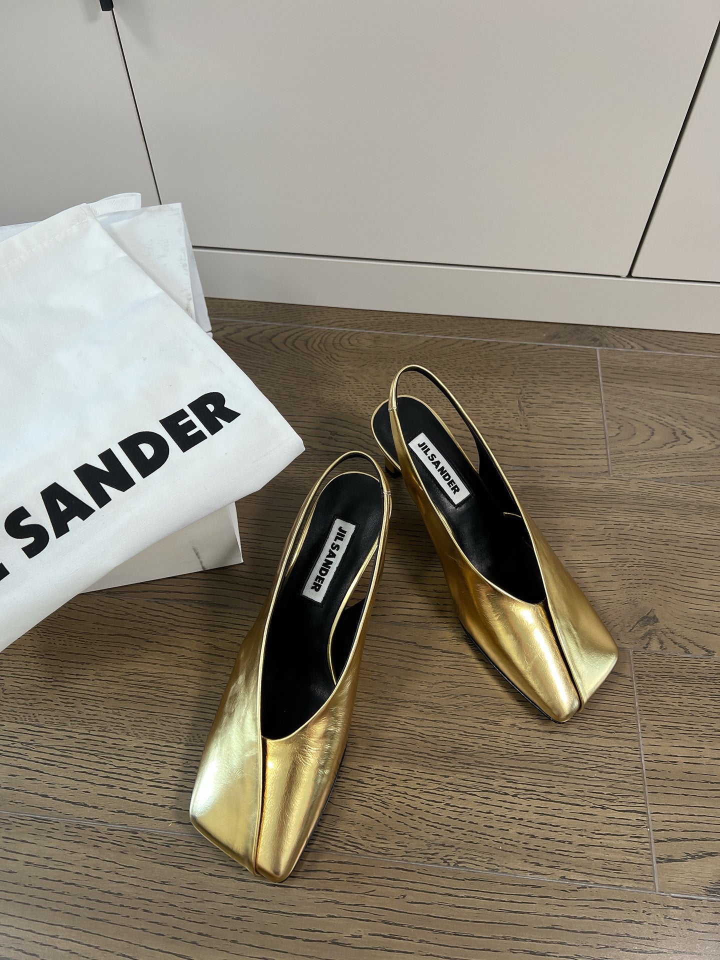 Jil sander-方頭高跟涼鞋 金色