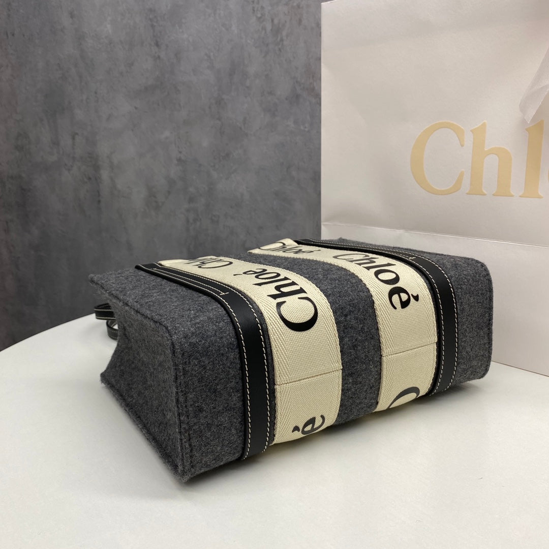 克羅C-Woody托特包 小號 呢絨灰色