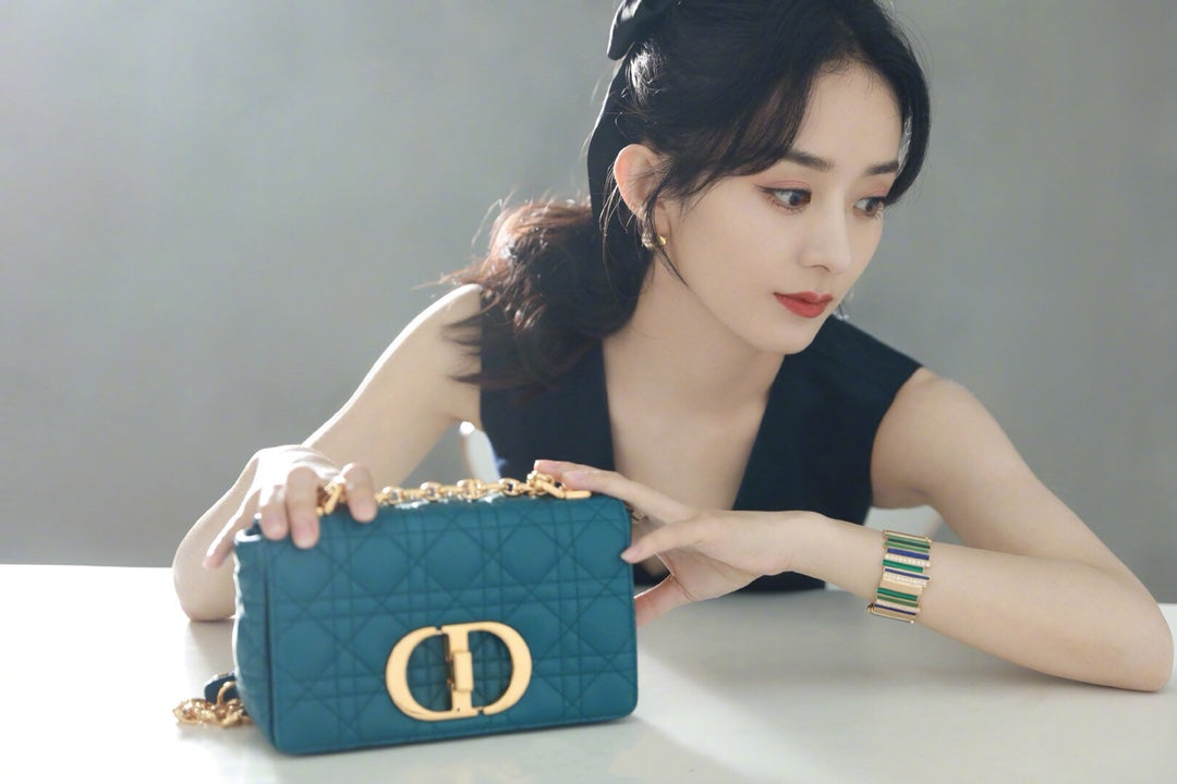 Dior Caro 小號20cm-深海藍小牛皮