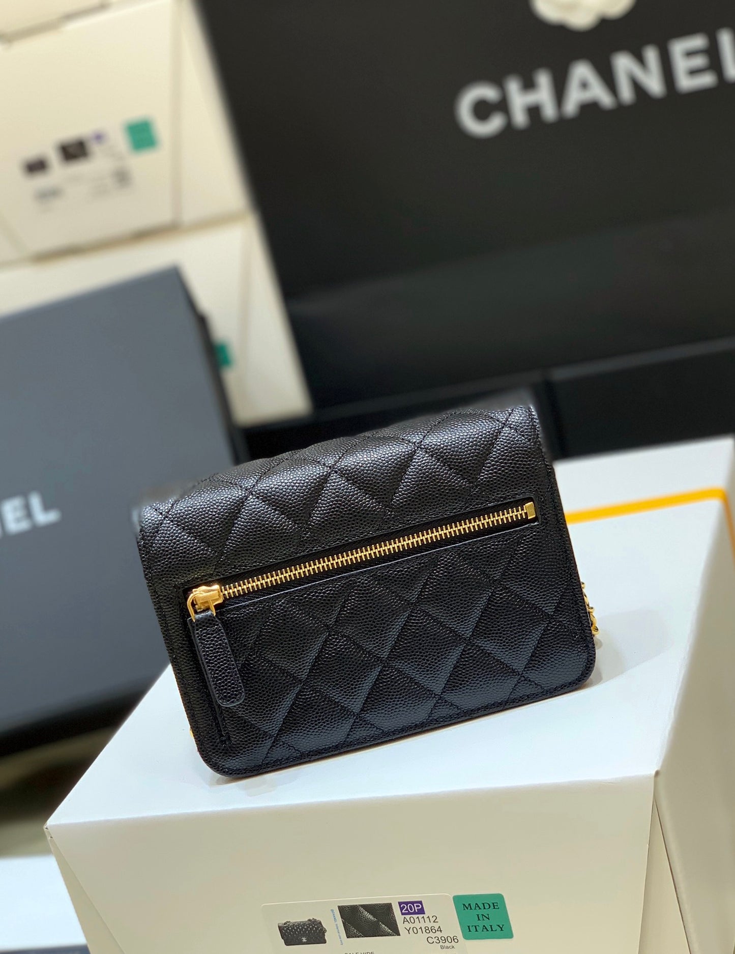 小香家-Mini WOC-黑色荔枝皮金扣-15cm