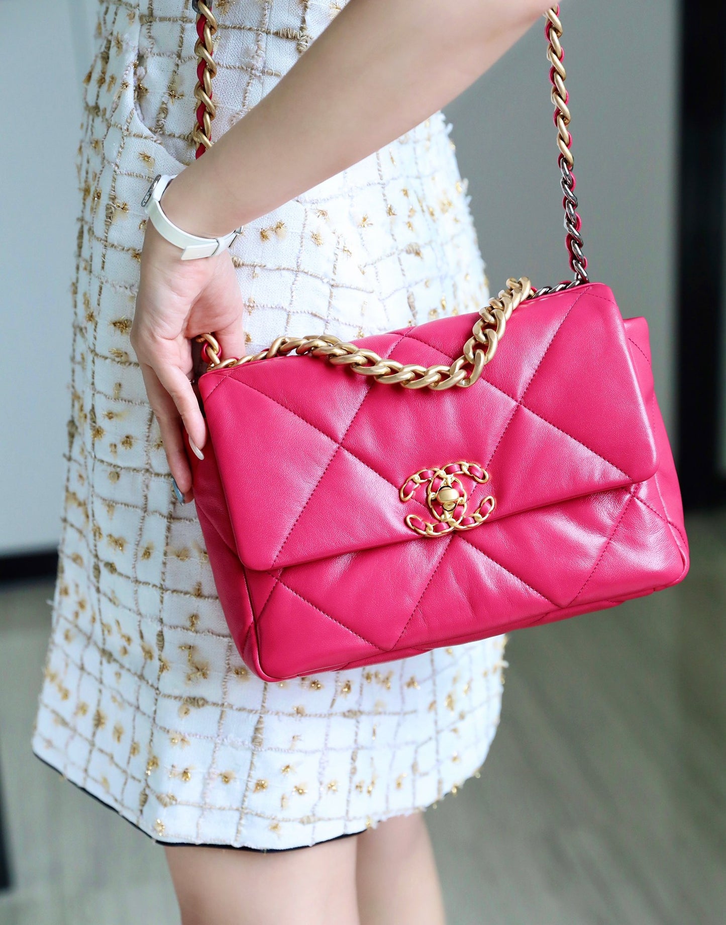 Chanel 19Bag-小號桃紅色
