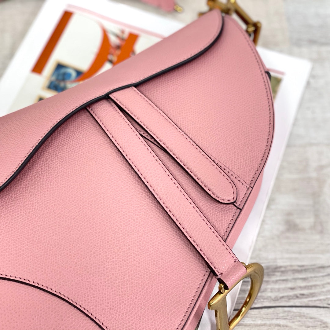 Dior Saddle 馬鞍包-手掌紋-大號糖粉色-25.5cm